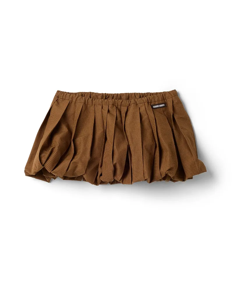 Miu Miu Mini-faltenrock Mit Vichy-karo , Damen, Karamell, Größe Karamell