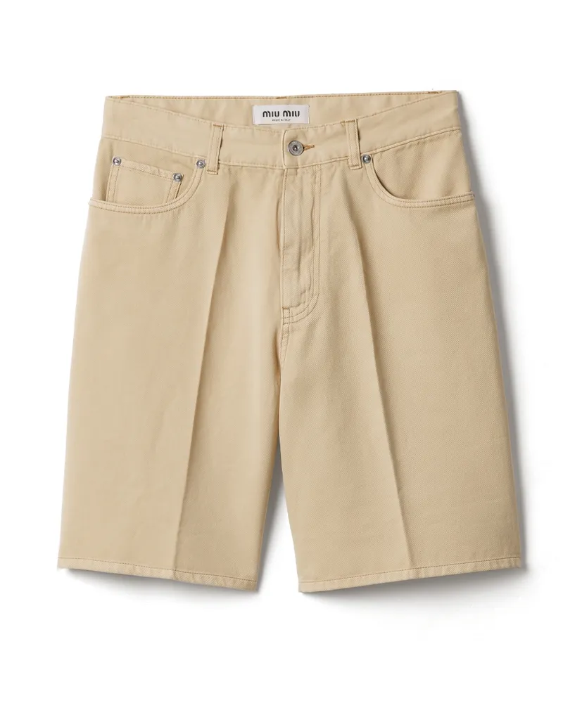 Miu Miu Bermudas Aus Leichtem Denim, Damen, Beige, Größe Beige