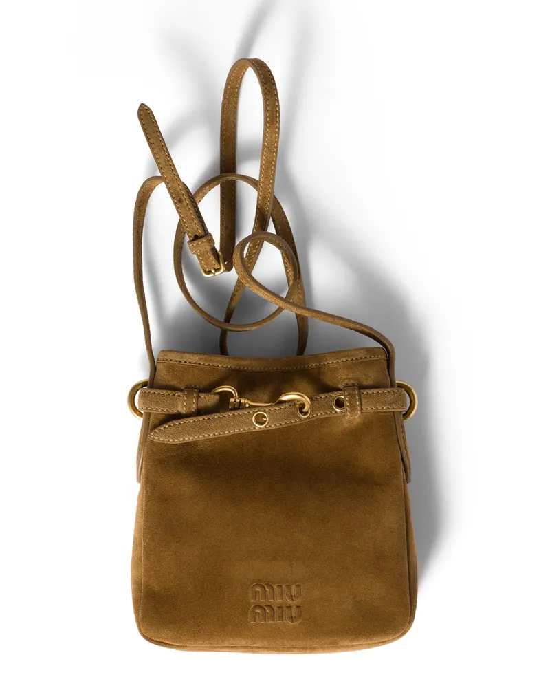 Miu Miu Pouch Aus Wildleder, Damen, Olivgrün Olivgrün