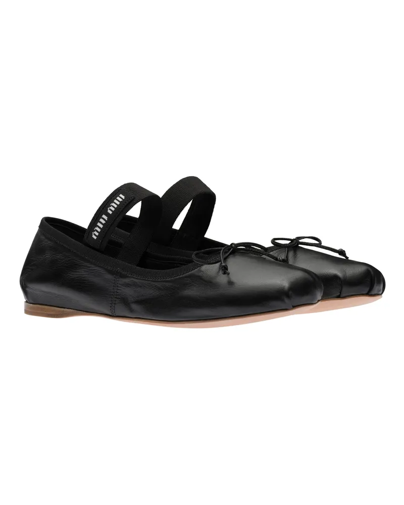 Miu Miu Ballerinas Aus Leder, Damen, Schwarz, Größe Schwarz