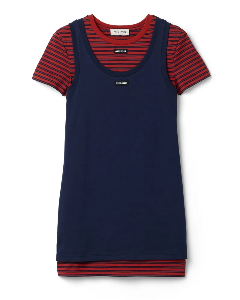 Miu Miu Kleid Aus Jersey, Damen, Rubin / Blau, Größe Rubin