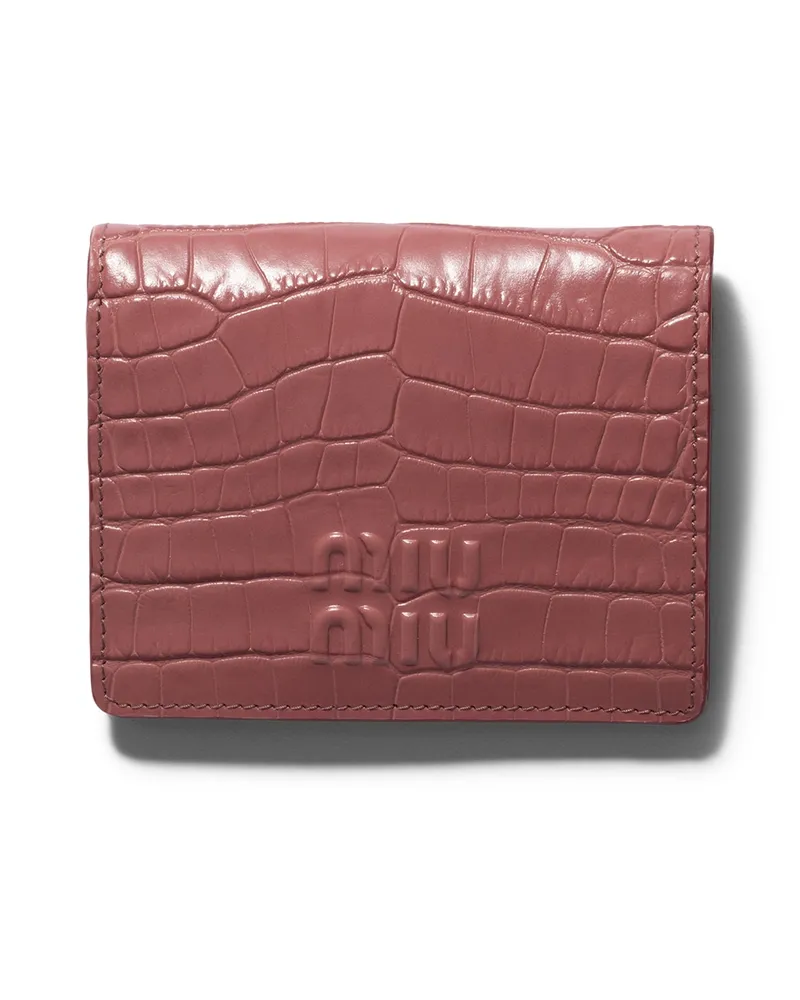 Miu Miu Kleine Geldbörse Aus Kroko-geprägtem Leder, Damen, Antik Antik