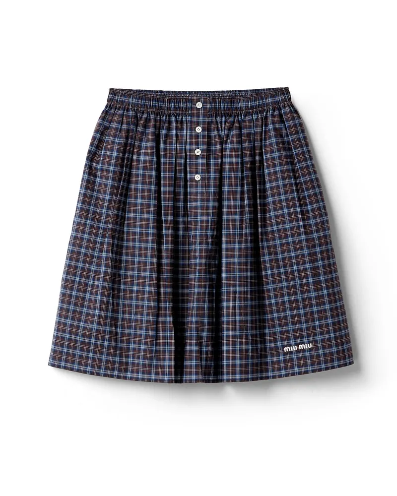Miu Miu Karierter Rock, Damen, Blau/kakaobraun, Größe Blau