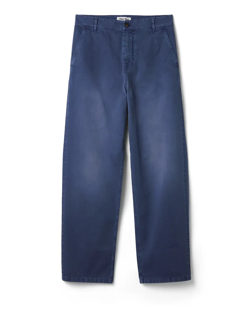 Miu Miu Garment-dyed Twill-hose, Damen, Uniformblau, Größe Uniformblau