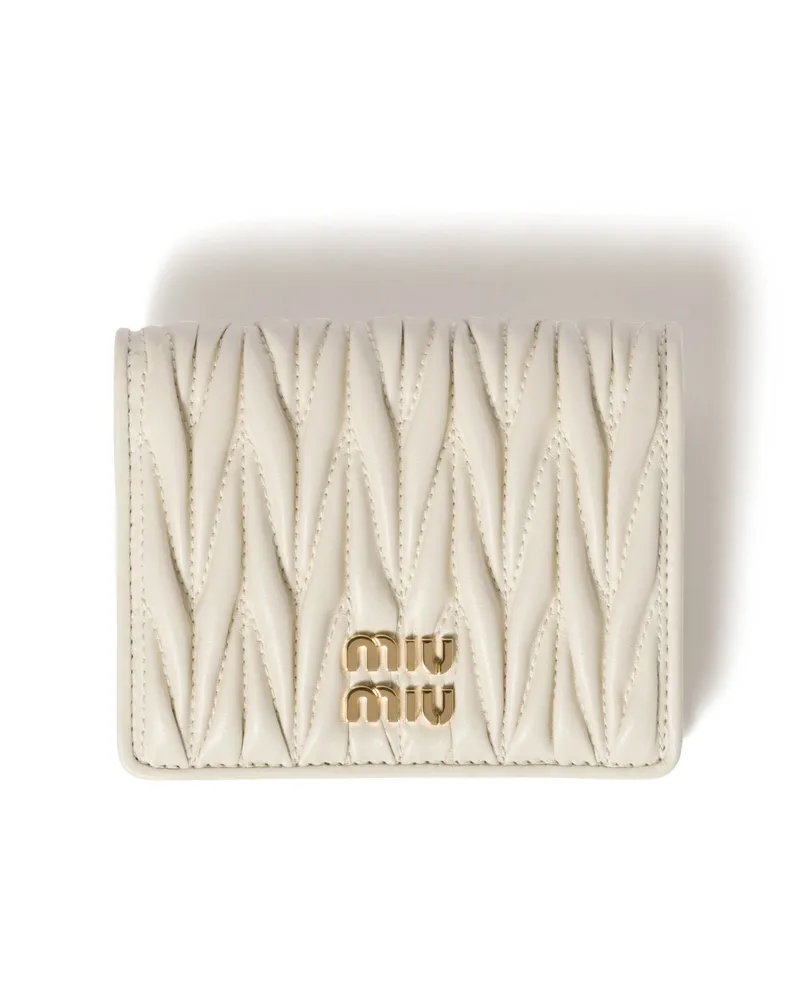 Miu Miu Kleine Geldbörse Aus Matelassé-nappaleder, Damen, Weiss Weiss