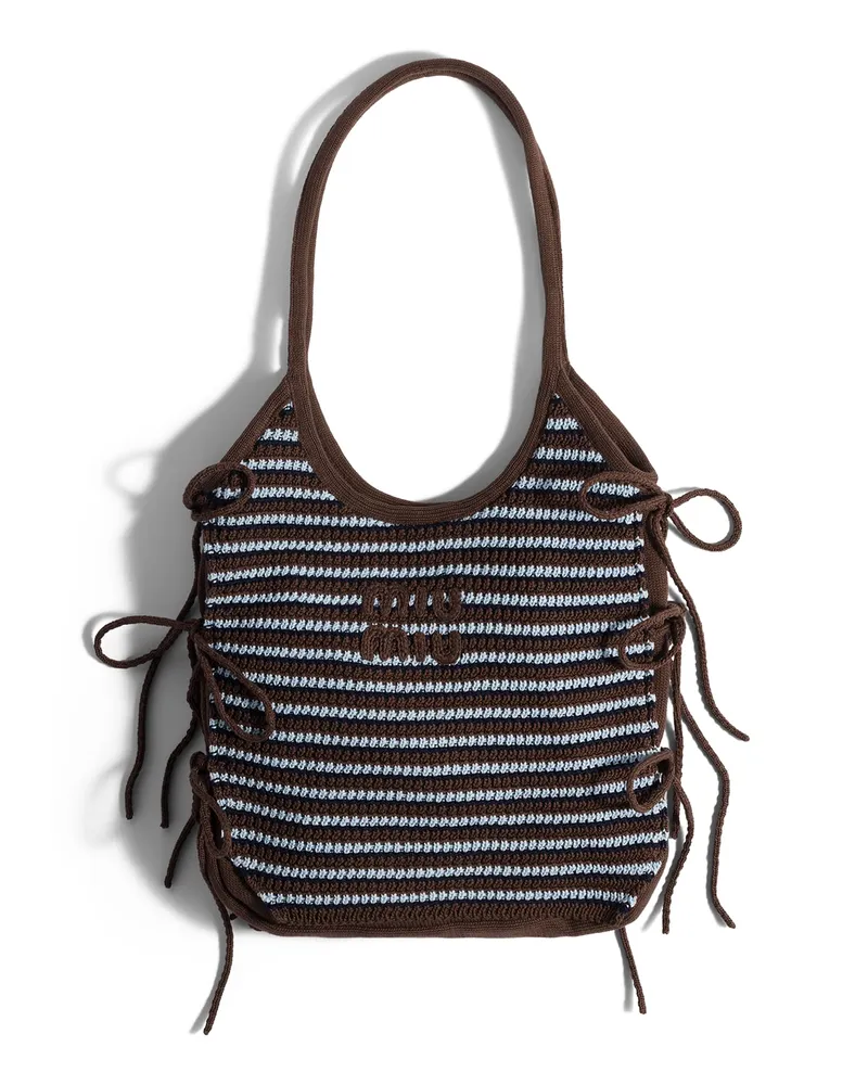 Miu Miu Ivy Häkeltasche, Damen, Kakaobraun/blassblau Kakaobraun