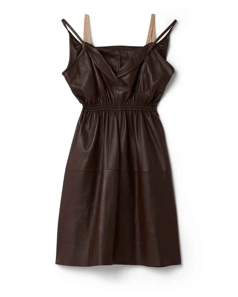Miu Miu Kleid Aus Nappa-leder, Damen, Sienna, Größe Sienna