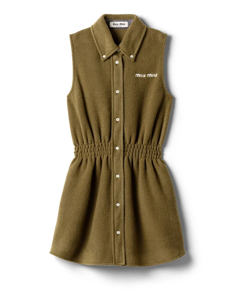 Miu Miu Minikleid Aus Fleece, Damen, Olivgrün, Größe Olivgrün