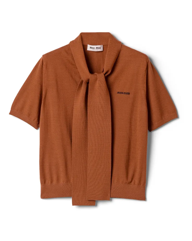 Miu Miu Pullover Aus Wolle, Damen, Rost, Größe Rost