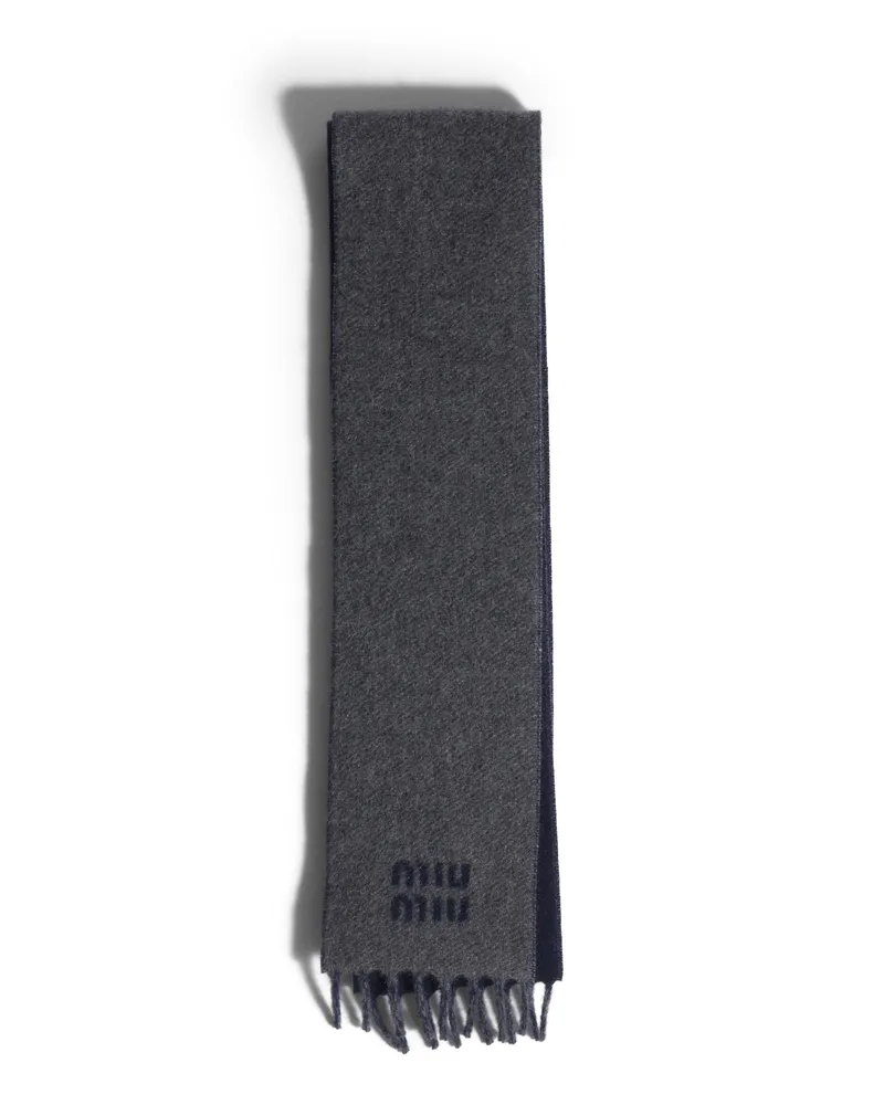 Miu Miu Schal Aus Kaschmir, Damen, Grau/blau Grau