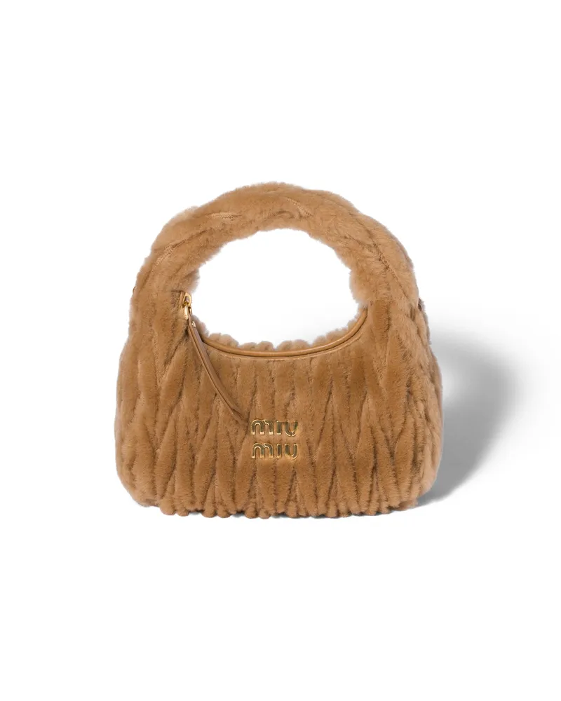 Miu Miu Wander Tasche Aus Lammfell, Damen, Karamell Karamell