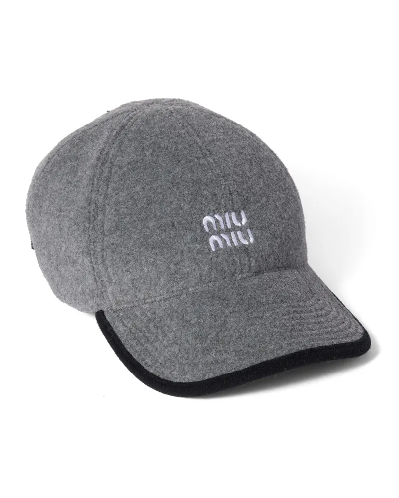 Miu Miu Baseballkappe Aus Fleece, Damen, Grau, Größe Grau
