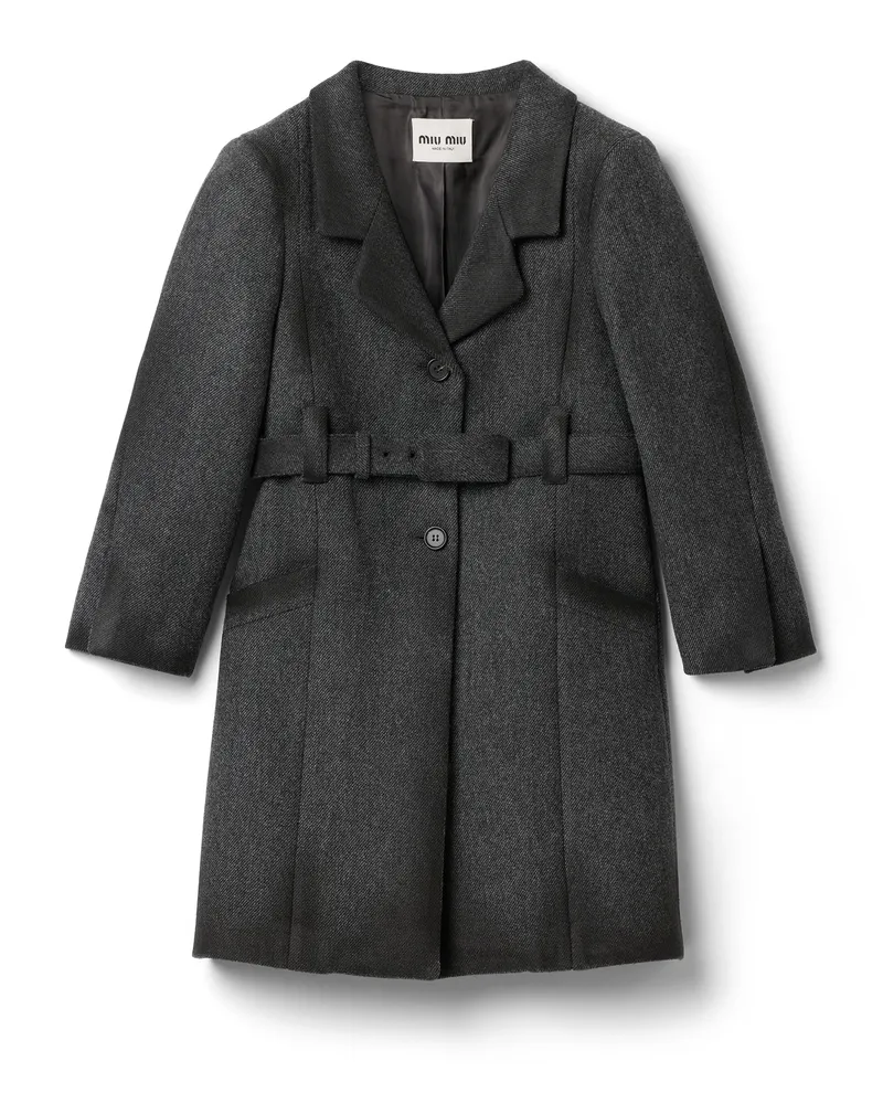 Miu Miu Einreihiger Mantel Aus Double-wolle, Damen, Grau, Größe Grau