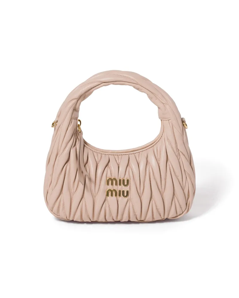 Miu Miu Wander Hobo Bag Aus Matelassé-nappaleder, Damen, Puderrosa Puderrosa