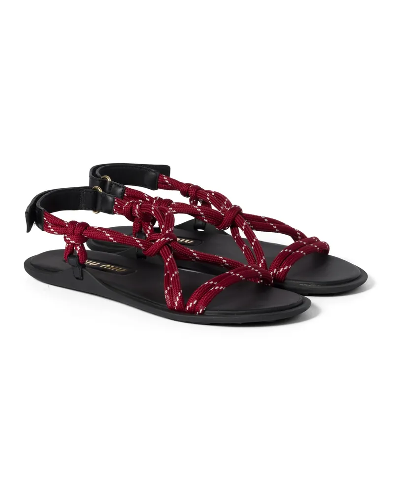 Miu Miu Riviere Sandalen Aus Kordel Und Leder, Damen, Amaranthrot, Größe Amaranthrot