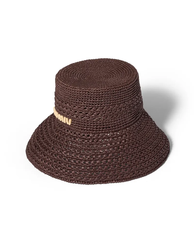 Miu Miu Hut Aus Raphiabast, Damen, Kakaobraun/natur, Größe Kakaobraun
