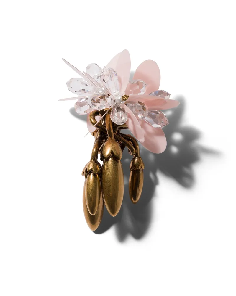 Miu Miu Single Metal Earring With Crystals, Damen, Messing/rosa Messing
