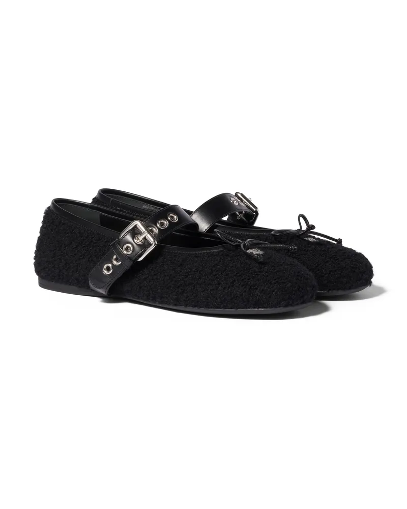 Miu Miu Ballerinas Aus Mohair, Damen, Schwarz, Größe Schwarz