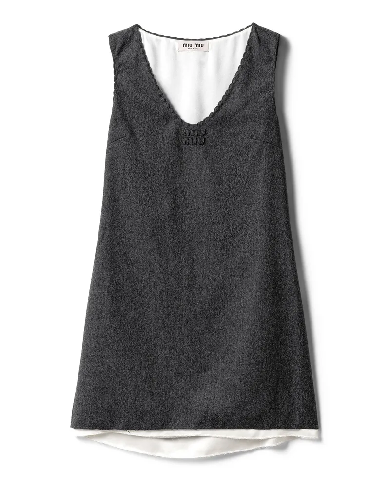 Miu Miu Kleid Aus Verzierter Wolle, Damen, Schiefergrau, Größe Schiefergrau