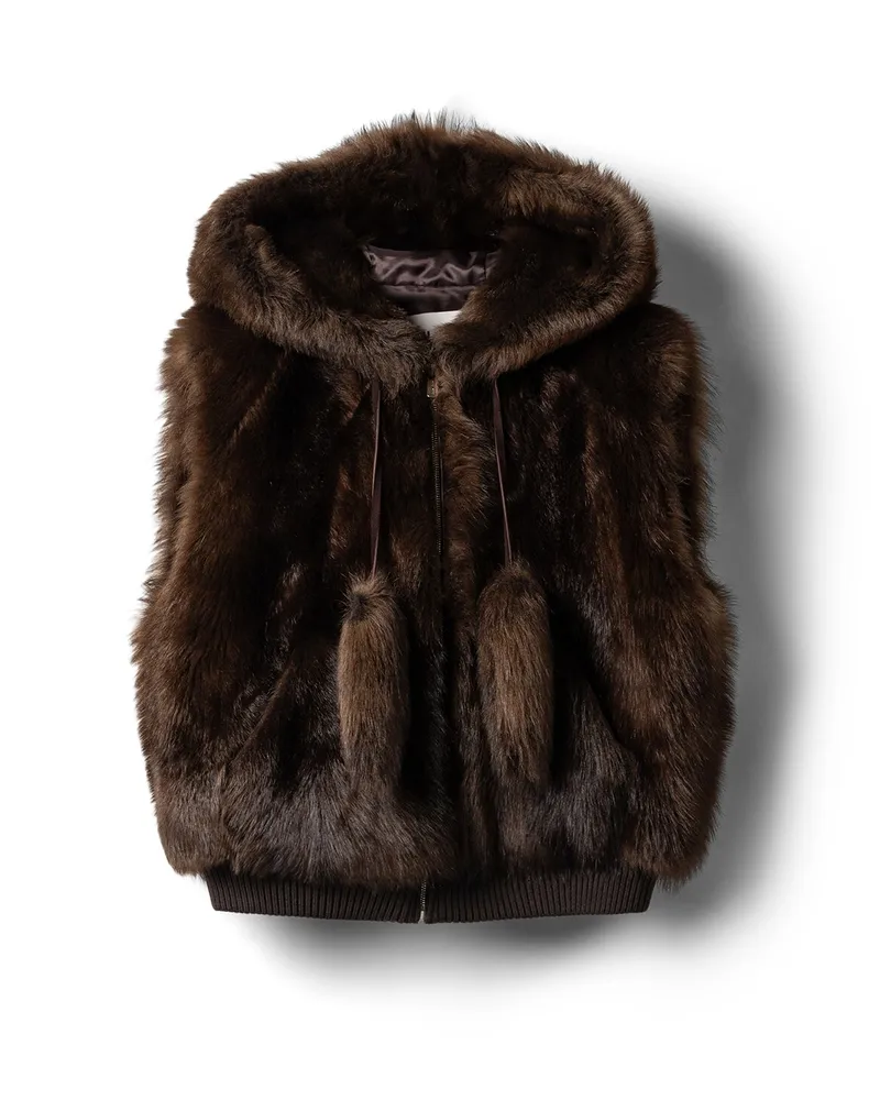 Miu Miu Weste Aus Lammfell, Damen, Mahagoni, Größe Mahagoni
