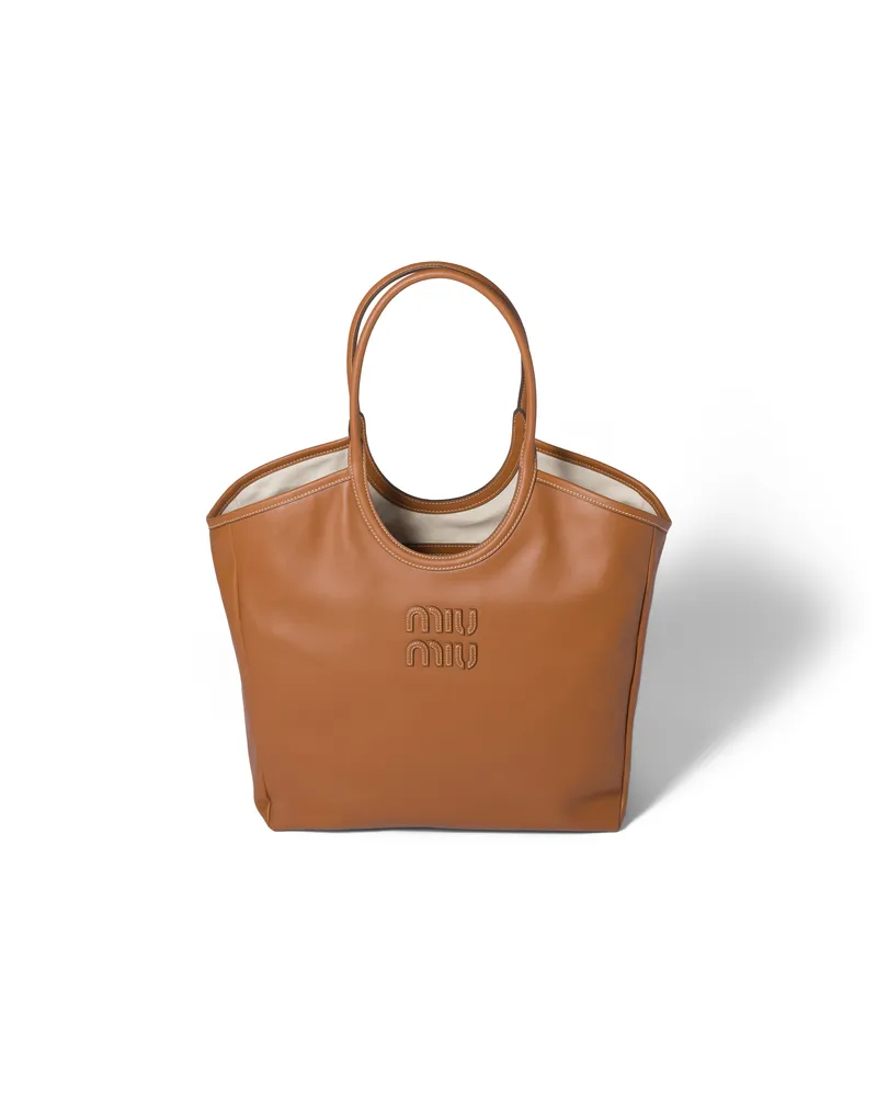 Miu Miu Ivy Tasche Aus Leder, Damen, Cognac Cognac