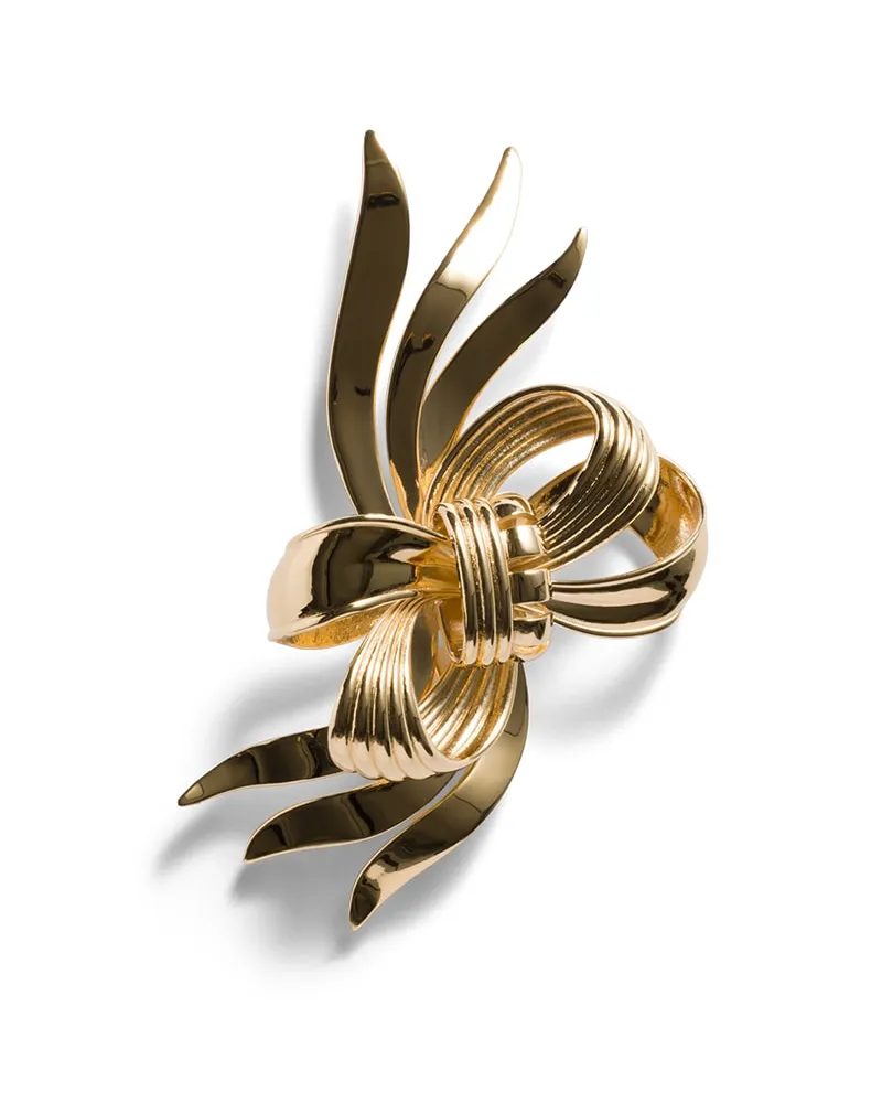 Miu Miu Schleifen-brosche Aus Metall, Damen, Gold Gold