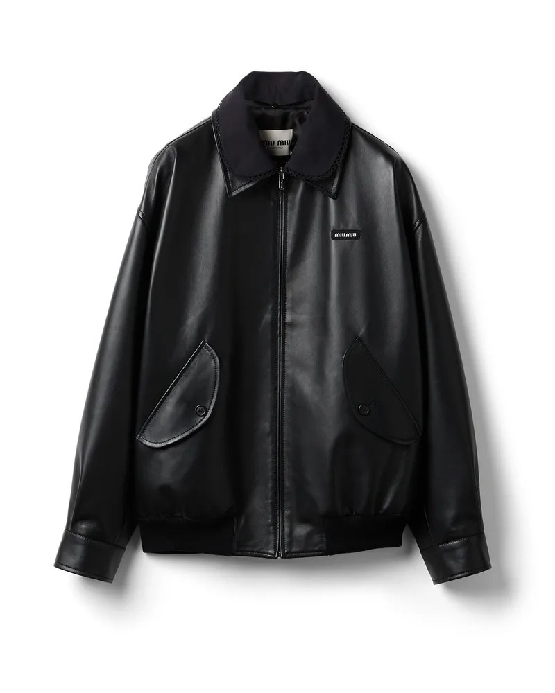 Miu Miu Jacke Aus Nappa-leder, Damen, Schwarz, Größe Schwarz