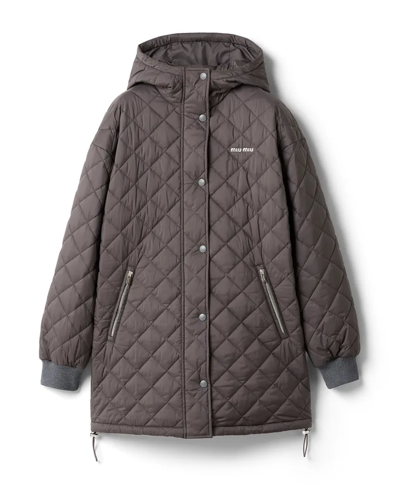 Miu Miu Daunenjacke Aus Technischem Pongé, Damen, Hämatit, Größe Hämatit