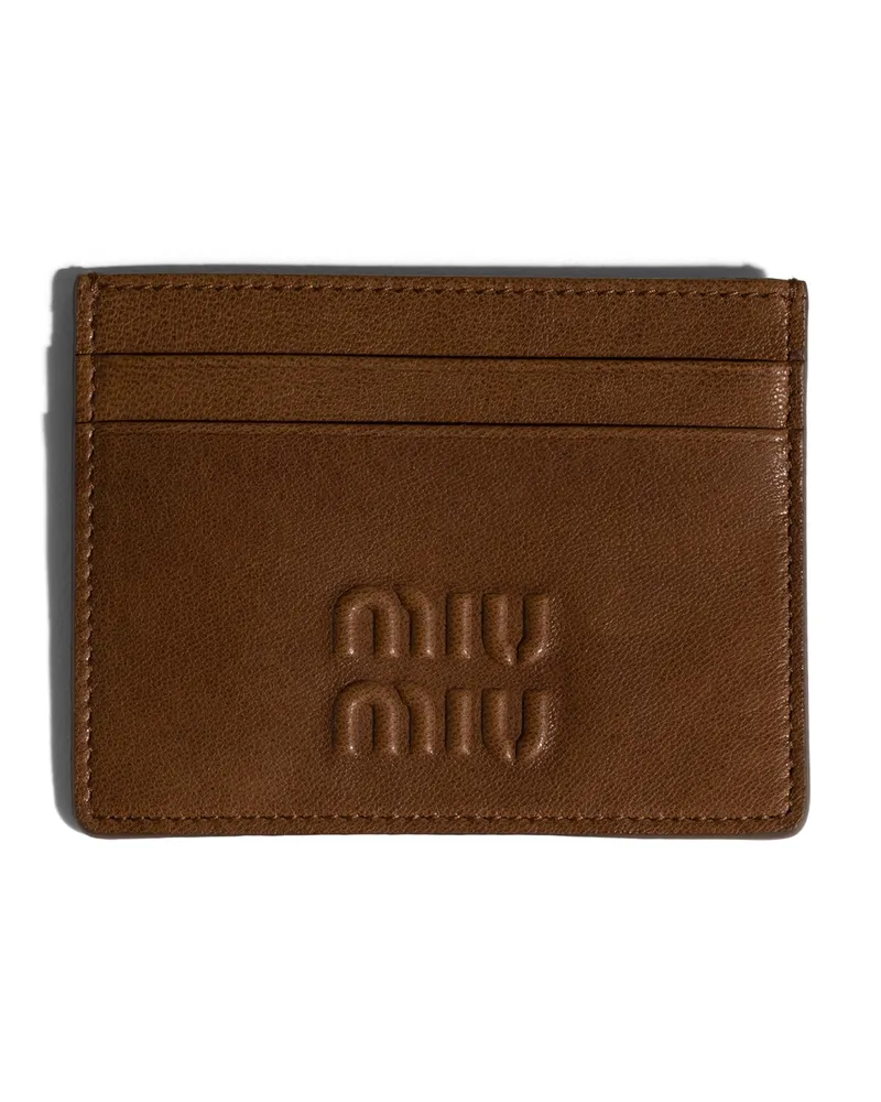 Miu Miu Kartenetui Aus Nappa-leder, Damen, Eiche Eiche
