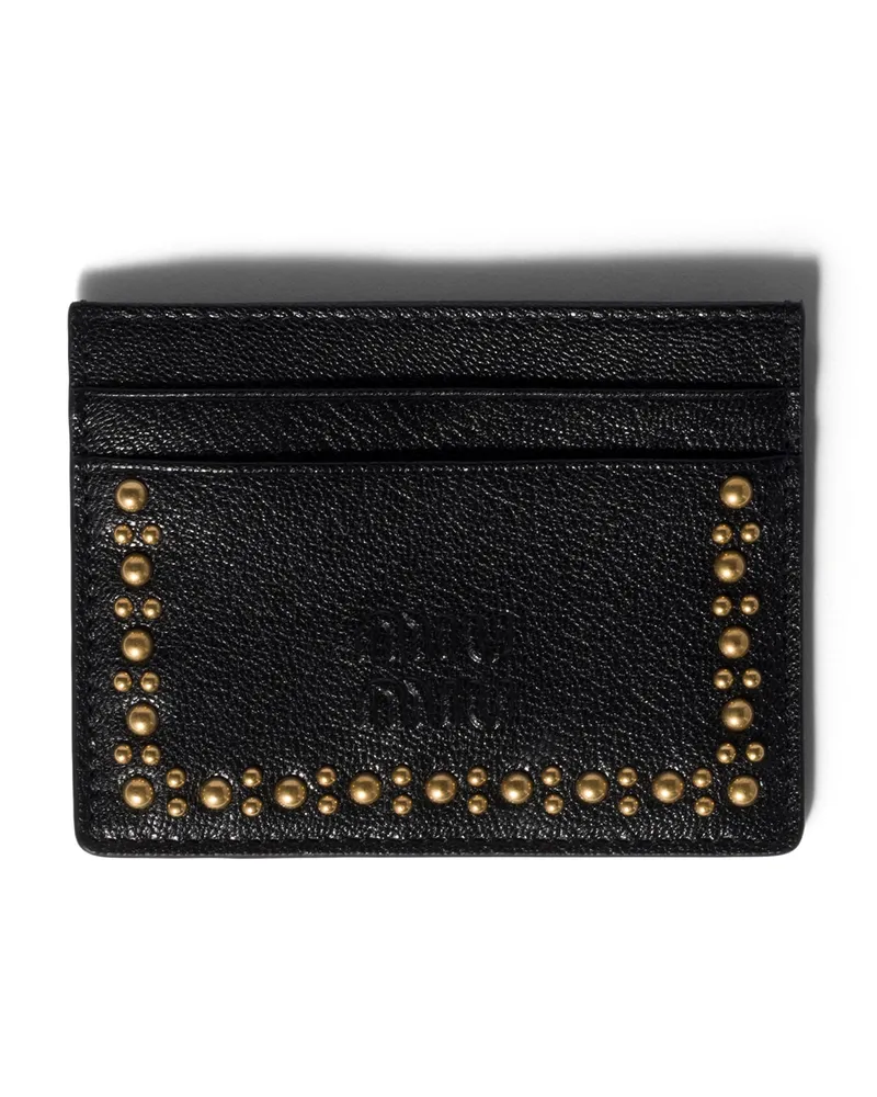 Miu Miu Kartenetui Aus Leder, Damen, Schwarz Schwarz