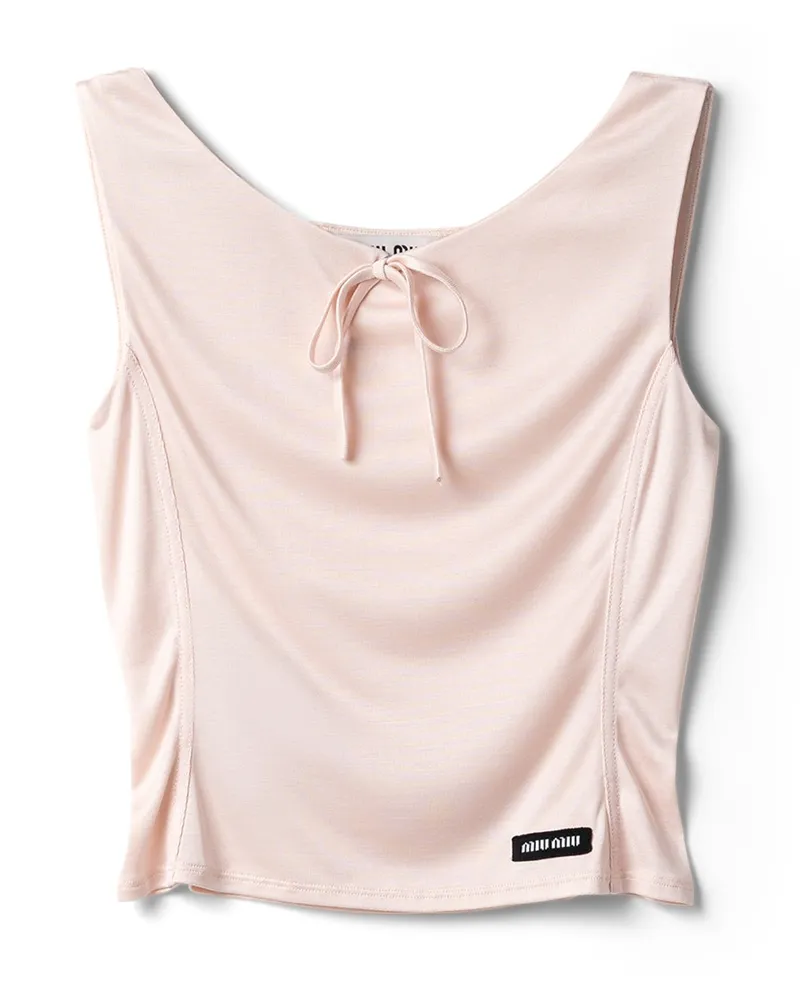 Miu Miu Top Aus Seidenjersey, Damen, Alabasterrosa, Größe Alabasterrosa