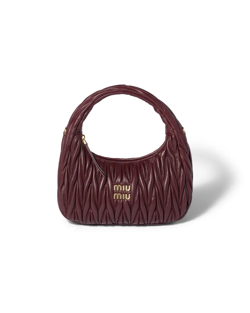 Miu Miu Wander Hobo Bag Aus Matelassé-nappaleder, Damen, Burgunderrot Burgunderrot