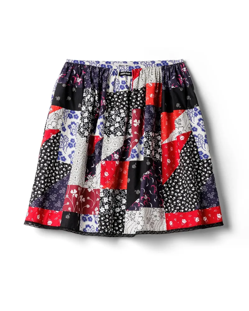 Miu Miu Patchwork-rock Aus Popeline, Damen, Bunt, Größe Bunt