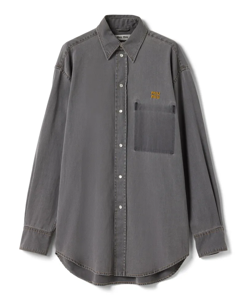 Miu Miu Hemd Aus Chambray, Damen, Grau, Größe Grau