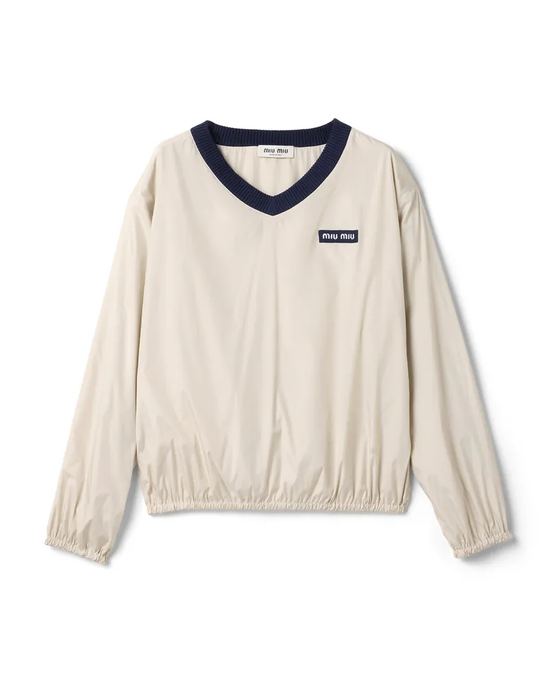 Miu Miu Sweatshirt Aus Technischem Pongé, Damen, Opal, Größe Opal