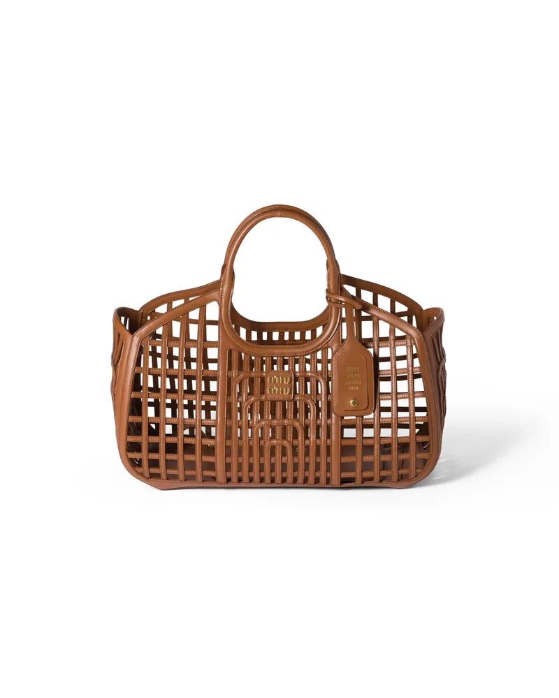 Miu Miu Korb Aus Leder, Damen, Cognac Cognac