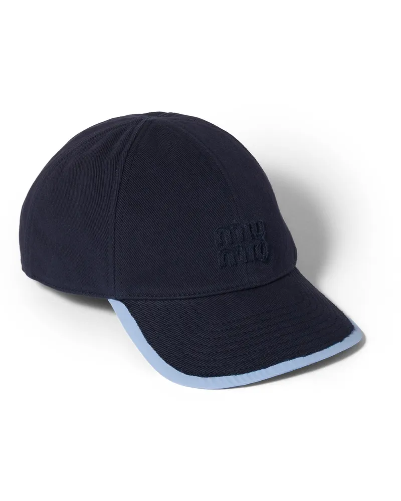 Miu Miu Baseballkappe Aus Drillich Und Popeline, Damen, Blau/hellblau, Größe Blau