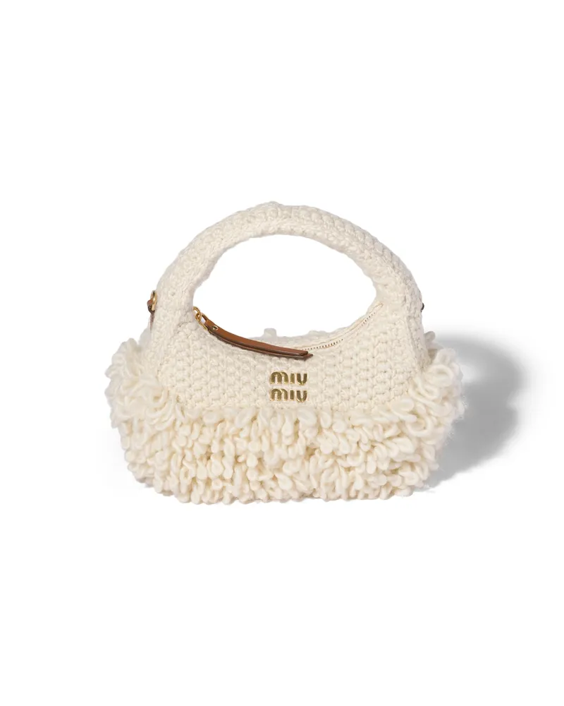 Miu Miu Wander Tasche Aus Wolle, Damen, Elfenbein Elfenbein