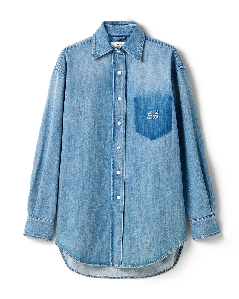 Miu Miu Hemd Aus Denim, Damen, Hellblau, Größe Hellblau