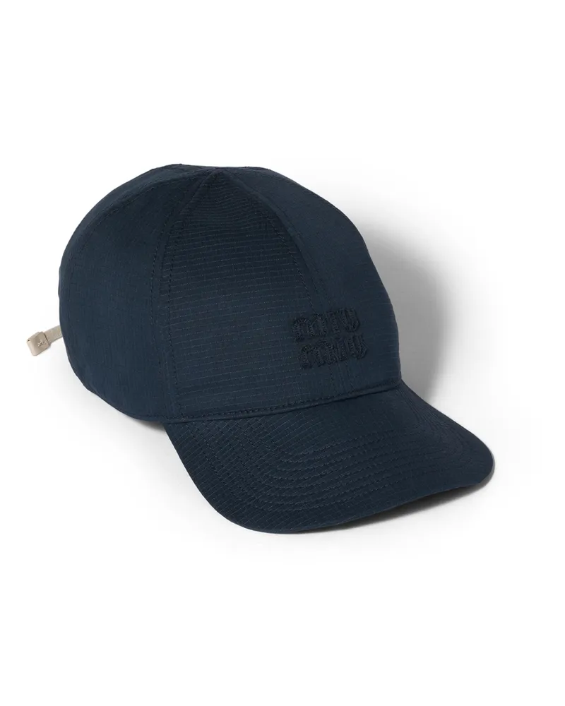 Miu Miu Baseballkappe Aus Baumwolle, Damen, Blau, Größe Blau