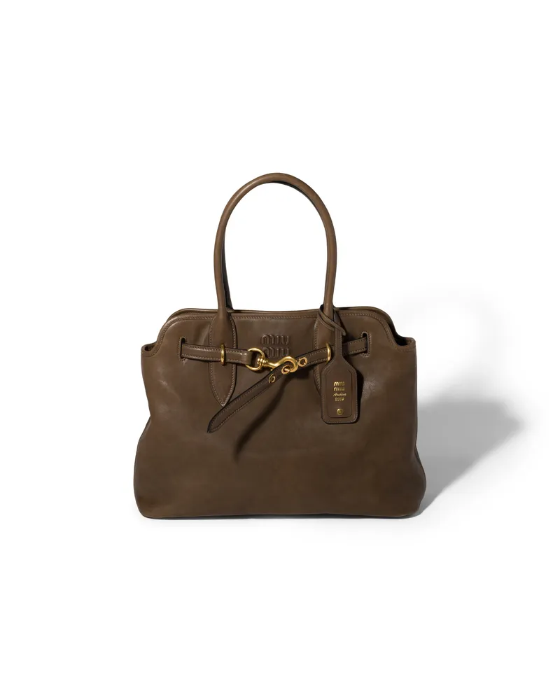 Miu Miu Aventure Tasche Aus Nappa-leder, Damen, Tundra Tundra
