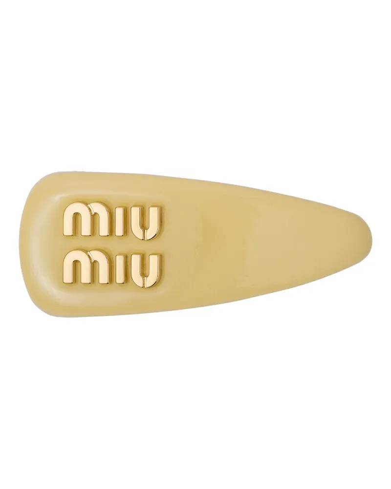 Miu Miu Haarspange Aus Lackleder, Damen, Vanille Vanille