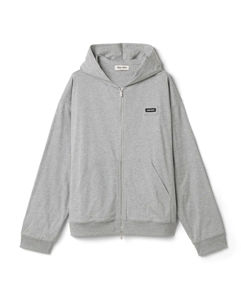 Miu Miu Cotton Fleece Hoodie, Damen, Grau, Größe Grau