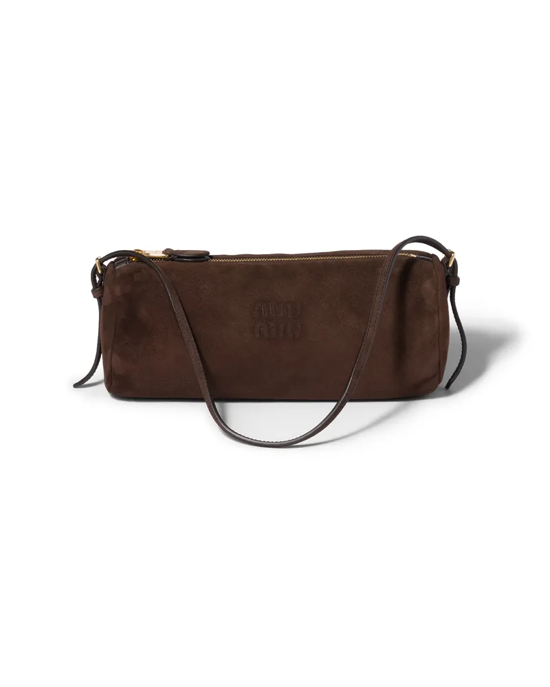 Miu Miu Pouch Aus Wildleder, Damen, Dunkelbraun Dunkelbraun