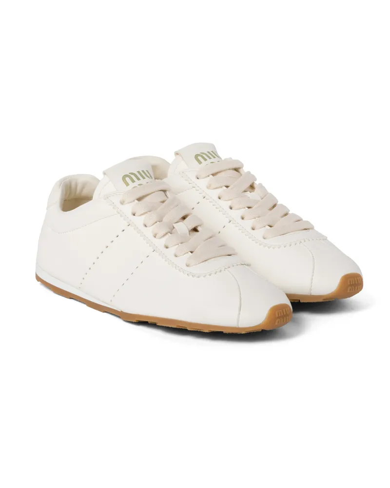 Miu Miu Plume Sneaker Aus Nappa-leder, Damen, Elfenbein, Größe Elfenbein
