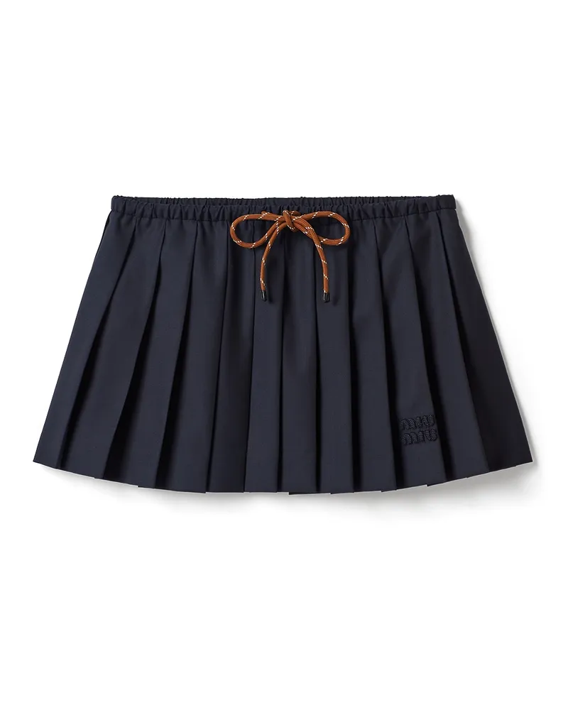 Miu Miu Faltenrock Aus Batavia, Damen, Blau, Größe Blau