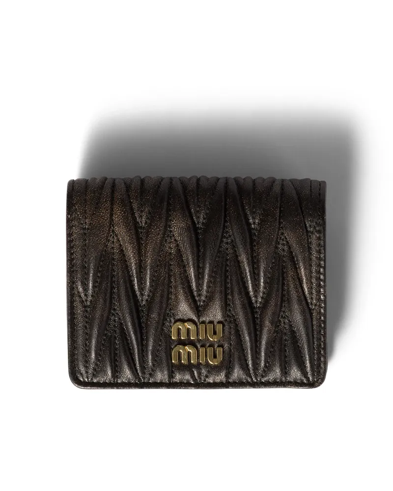 Miu Miu Kleine Geldbörse Aus Matelassé-nappaleder, Damen, Kaffeebraun Kaffeebraun