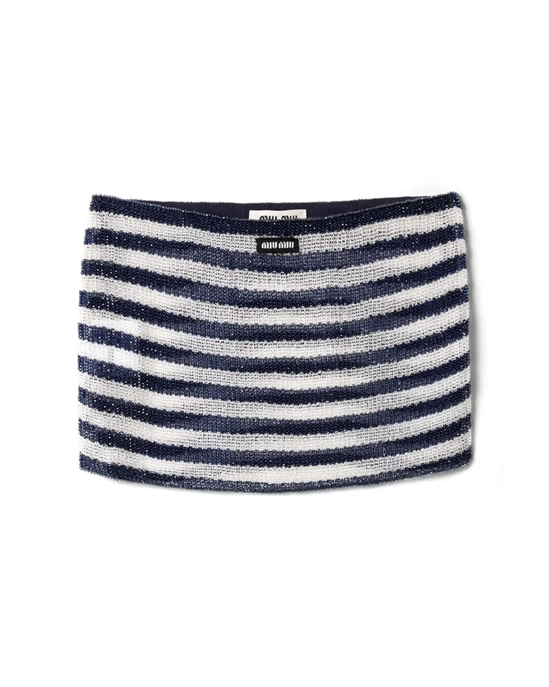 Miu Miu Bestickter Minirock Mit Perlen, Damen, Blau/weiss, Größe Blau