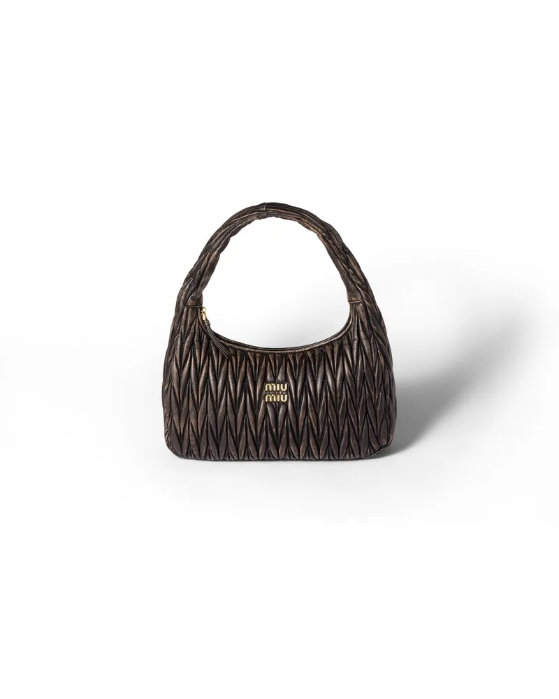 Miu Miu Wander Tasche Aus Matelassé-nappaleder, Damen, Kaffeebraun Kaffeebraun