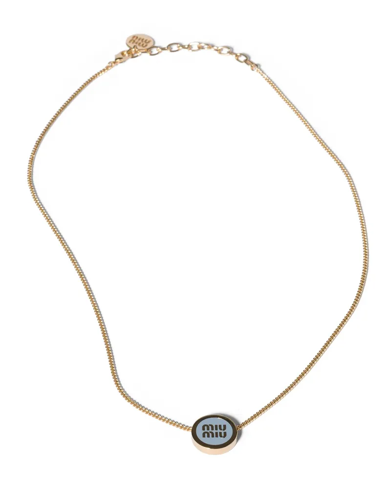 Miu Miu Halskette Aus Metall, Damen, Hellblau Hellblau